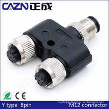 M8 M12 Y type splitter 1*male and 2*female waterproof connector